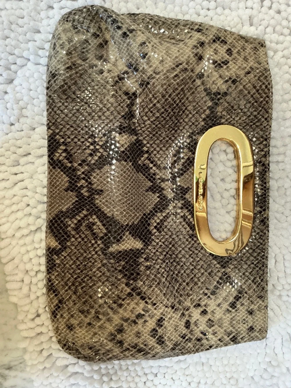 Michael Kors Snakeskin Embossed Clutch NWOT Gold Hardware 13x8.5 w Dust bag